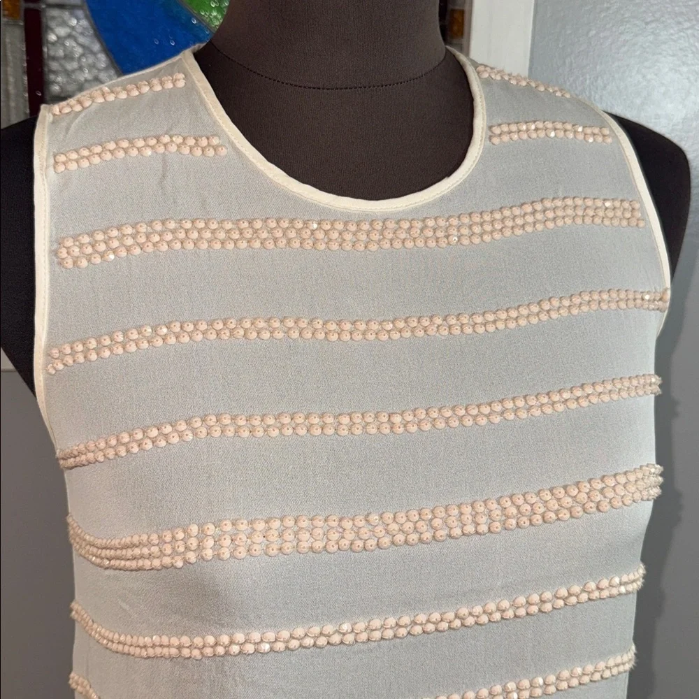L'AGENCE Silk Beaded Stripe Sleeveless Blouse SZ S - Picture 2 of 10